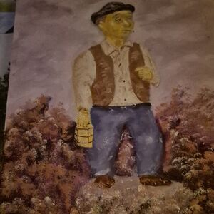 Vintage Style Art Painting with Yellow and Brown Hues